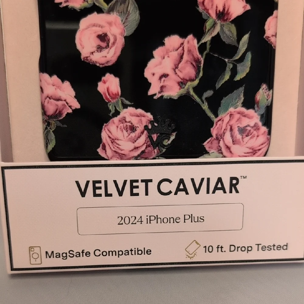 Velvet Caviar Black and Pink Floral 2024 iPhone Plus Case